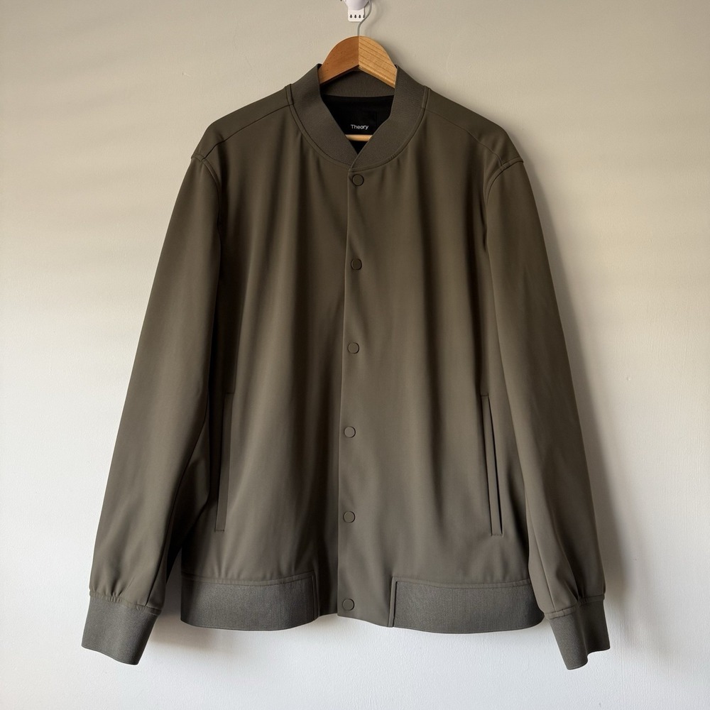Theory Murphy Bomber Jacket Precision Ponte Tarmac Mens XXL Quiet Luxury Green
